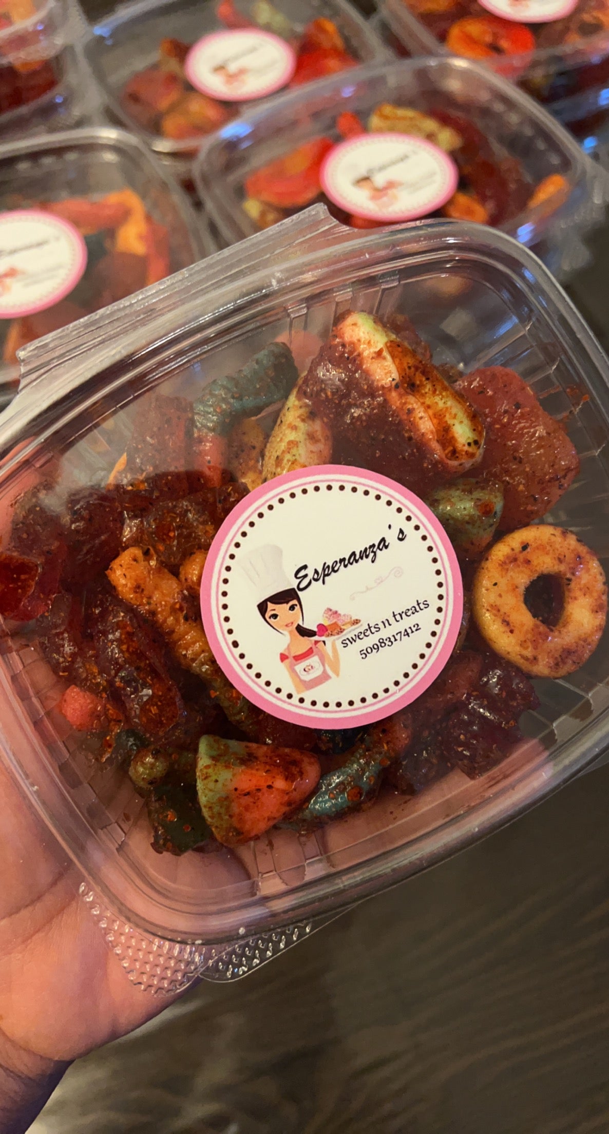 Mixed gummies enchilados